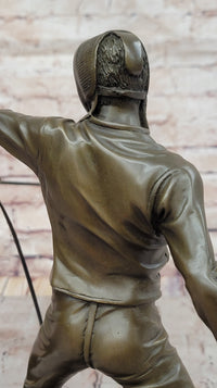 Pair of Fencers Fencing Bronze Bookend Sculptures