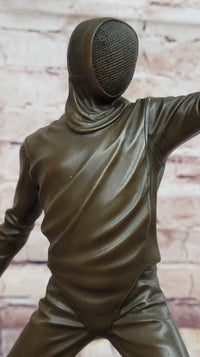 Pair of Fencers Fencing Bronze Bookend Sculptures