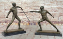 Pair of Fencers Fencing Bronze Bookend Sculptures