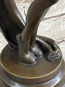 Art Deco Flapper Dancer Girl Holding Ball Bronze Sculpture