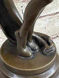 Art Deco Flapper Dancer Girl Holding Ball Bronze Sculpture