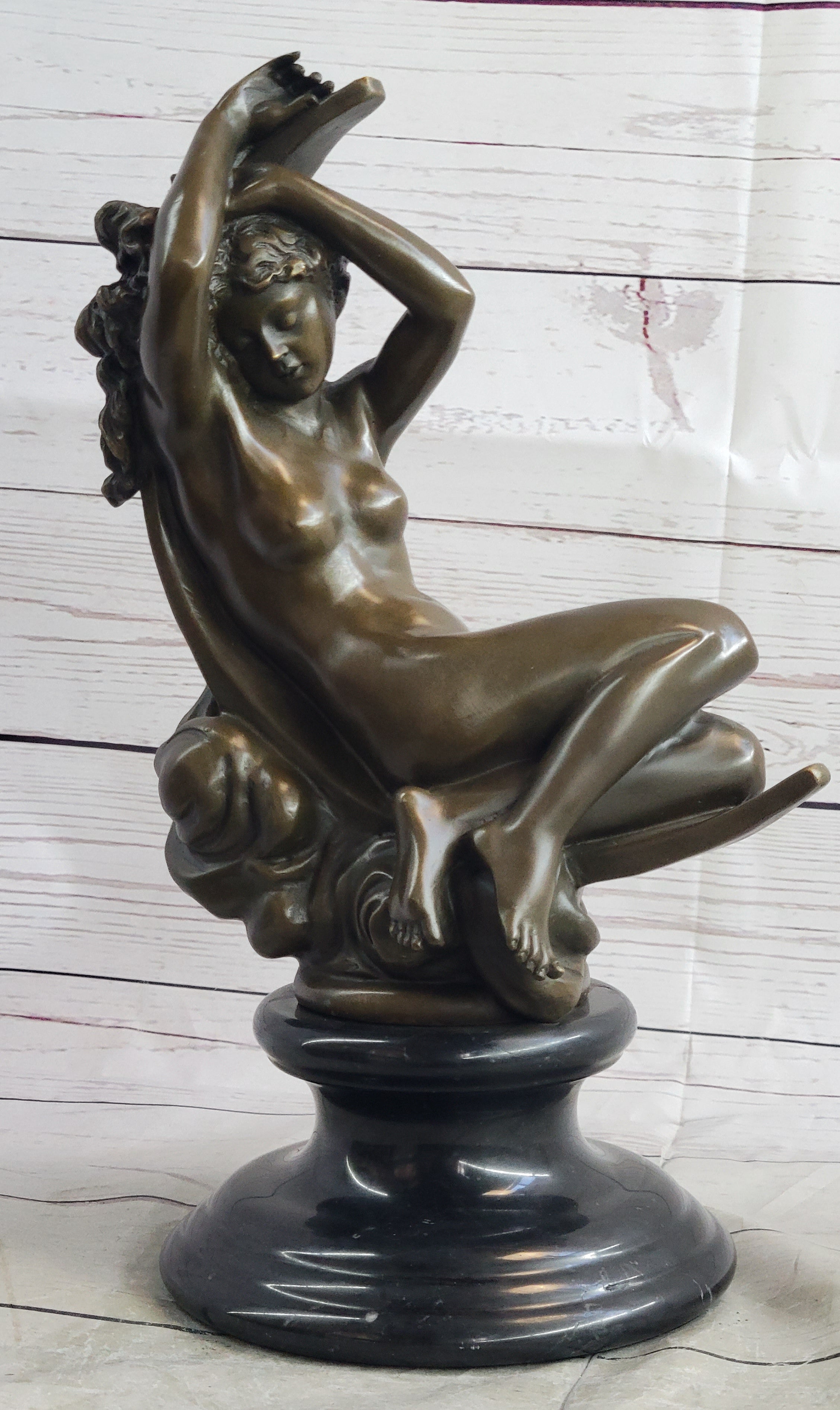Diana on a Crescent Moon by Séraphin Denécheau Bronze