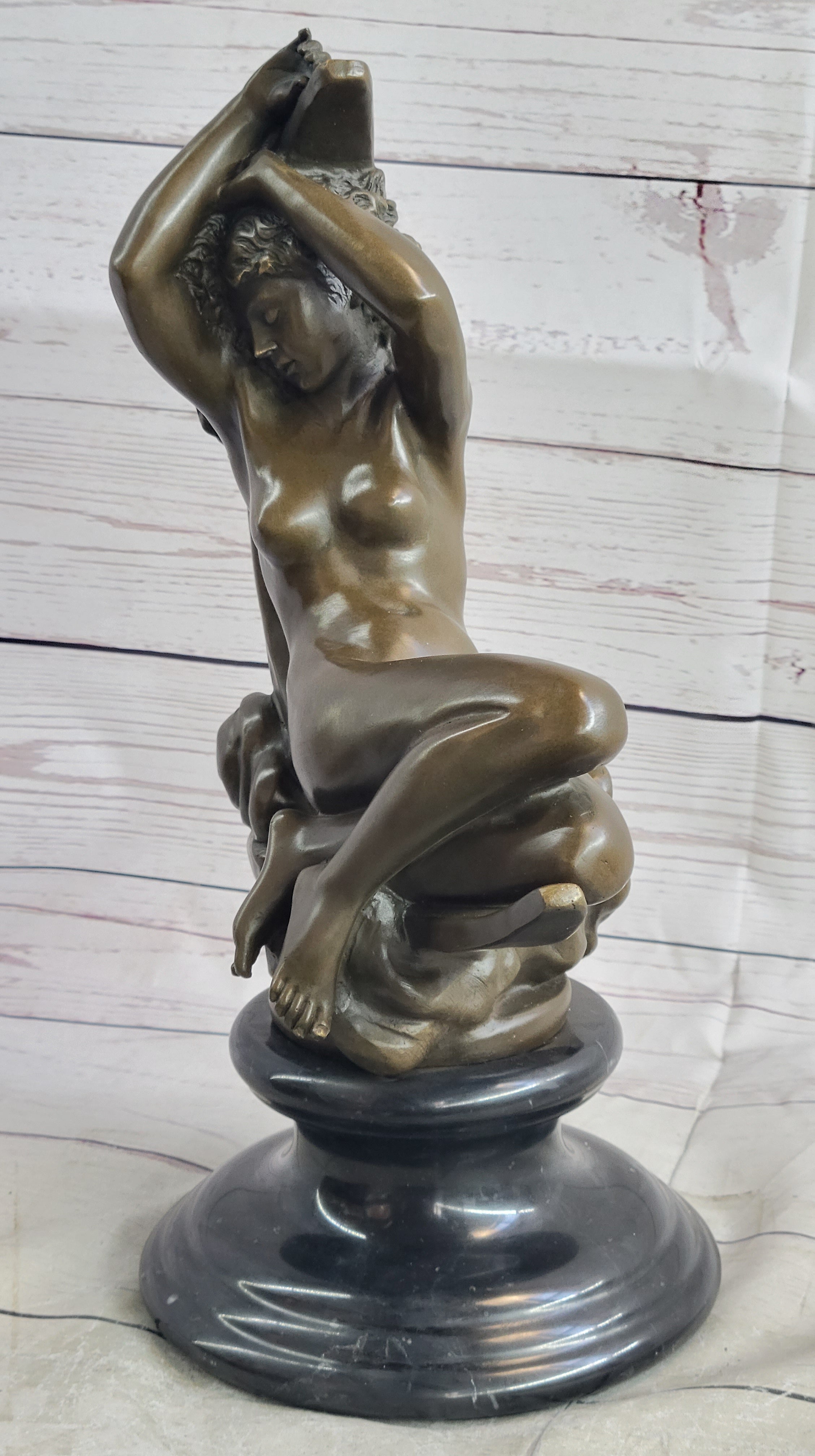 Diana on a Crescent Moon by Séraphin Denécheau Bronze