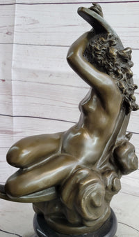 Diana on a Crescent Moon by Séraphin Denécheau Bronze