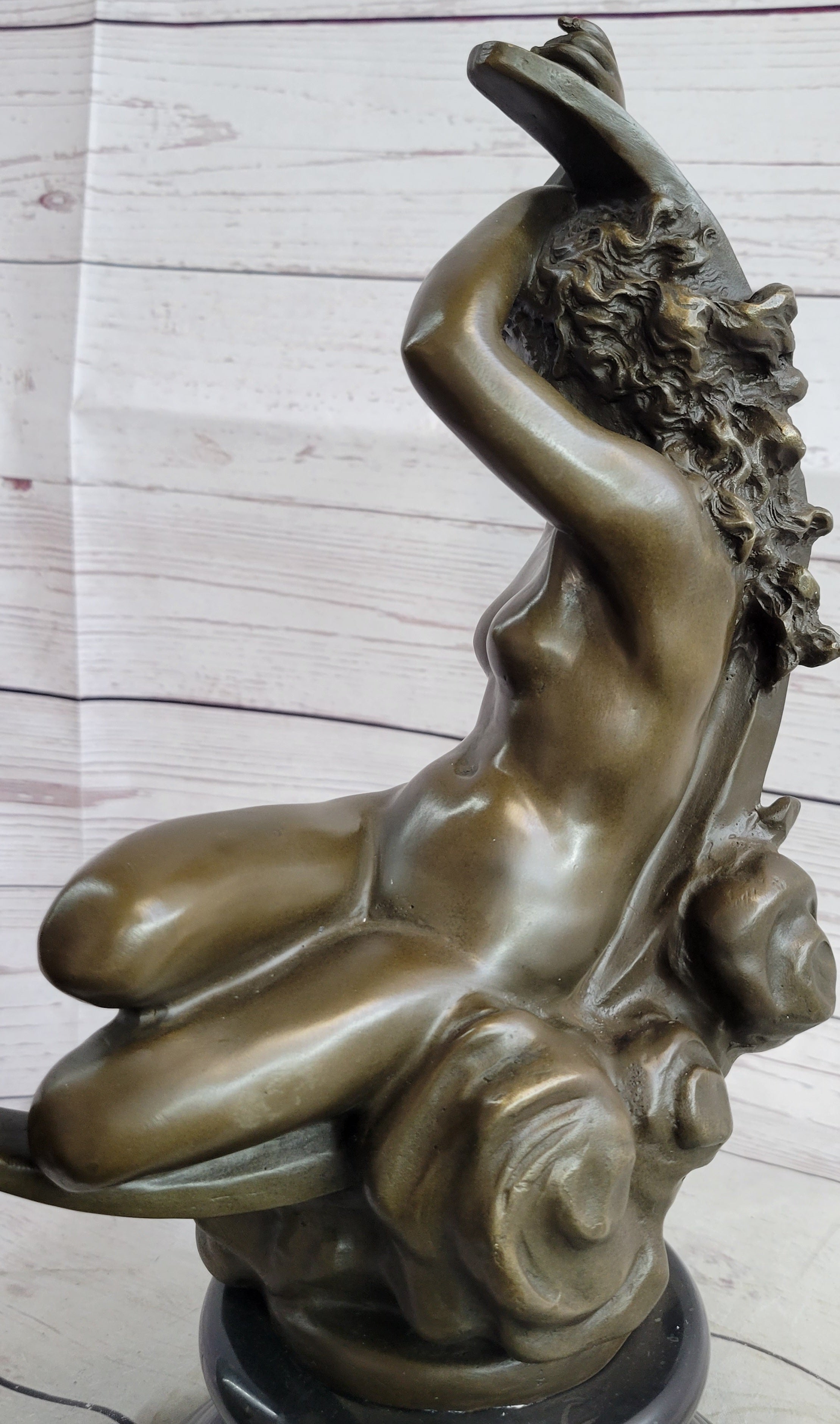 Diana on a Crescent Moon by Séraphin Denécheau Bronze