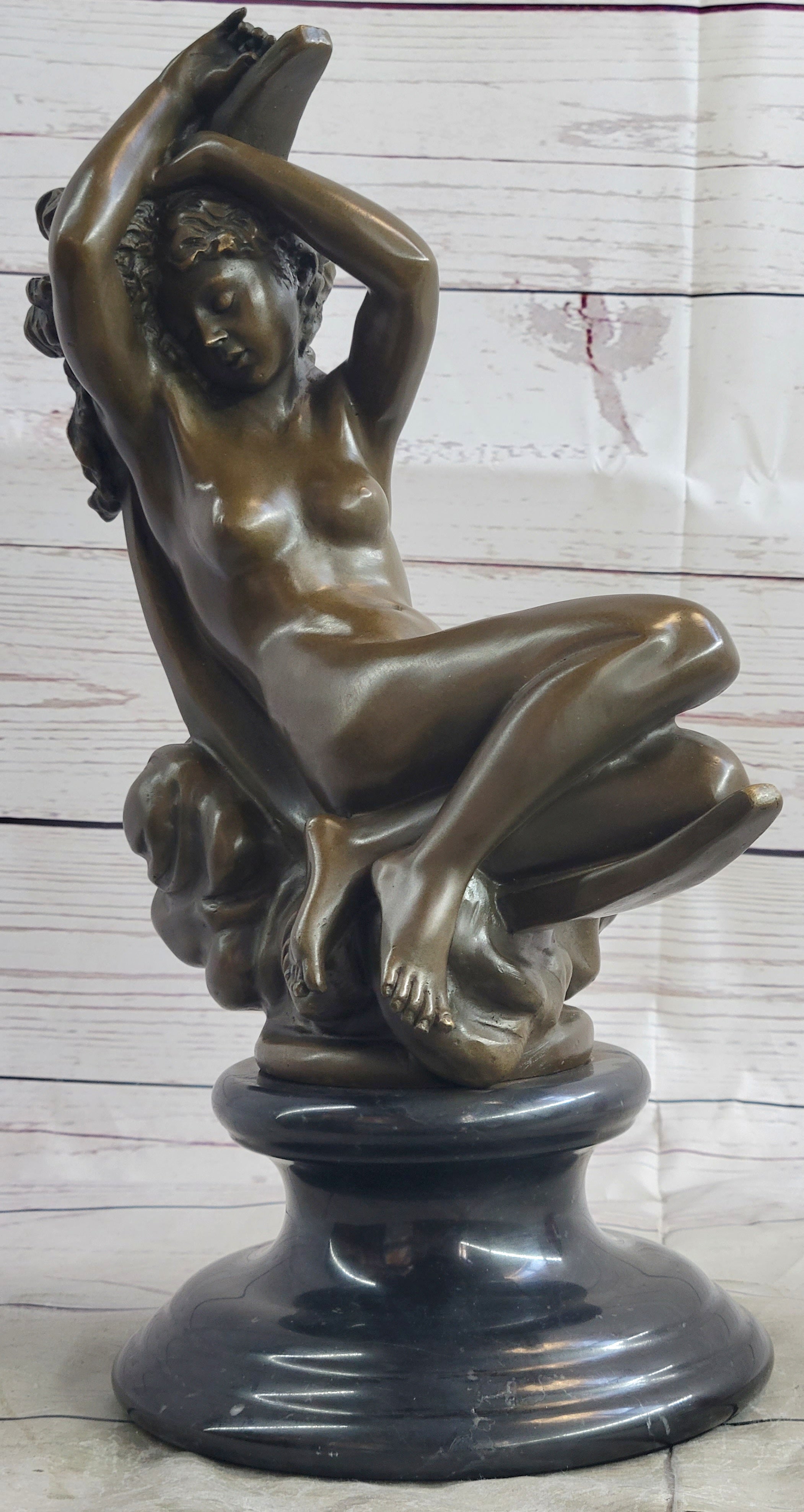 Diana on a Crescent Moon by Séraphin Denécheau Bronze