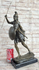 Signed Drouot Roman Legion Soldier Warrior Bronze Marble Sculpture