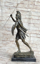 Signed Drouot Roman Legion Soldier Warrior Bronze Marble Sculpture