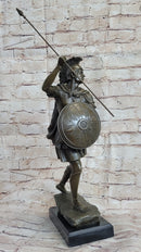 Signed Drouot Roman Legion Soldier Warrior Bronze Marble Sculpture
