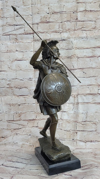 Signed Drouot Roman Legion Soldier Warrior Bronze Marble Sculpture