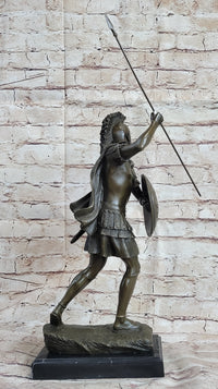 Signed Drouot Roman Legion Soldier Warrior Bronze Marble Sculpture