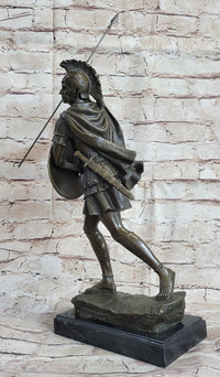 Signed Drouot Roman Legion Soldier Warrior Bronze Marble Sculpture