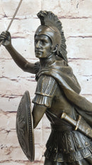 Signed Drouot Roman Legion Soldier Warrior Bronze Marble Sculpture
