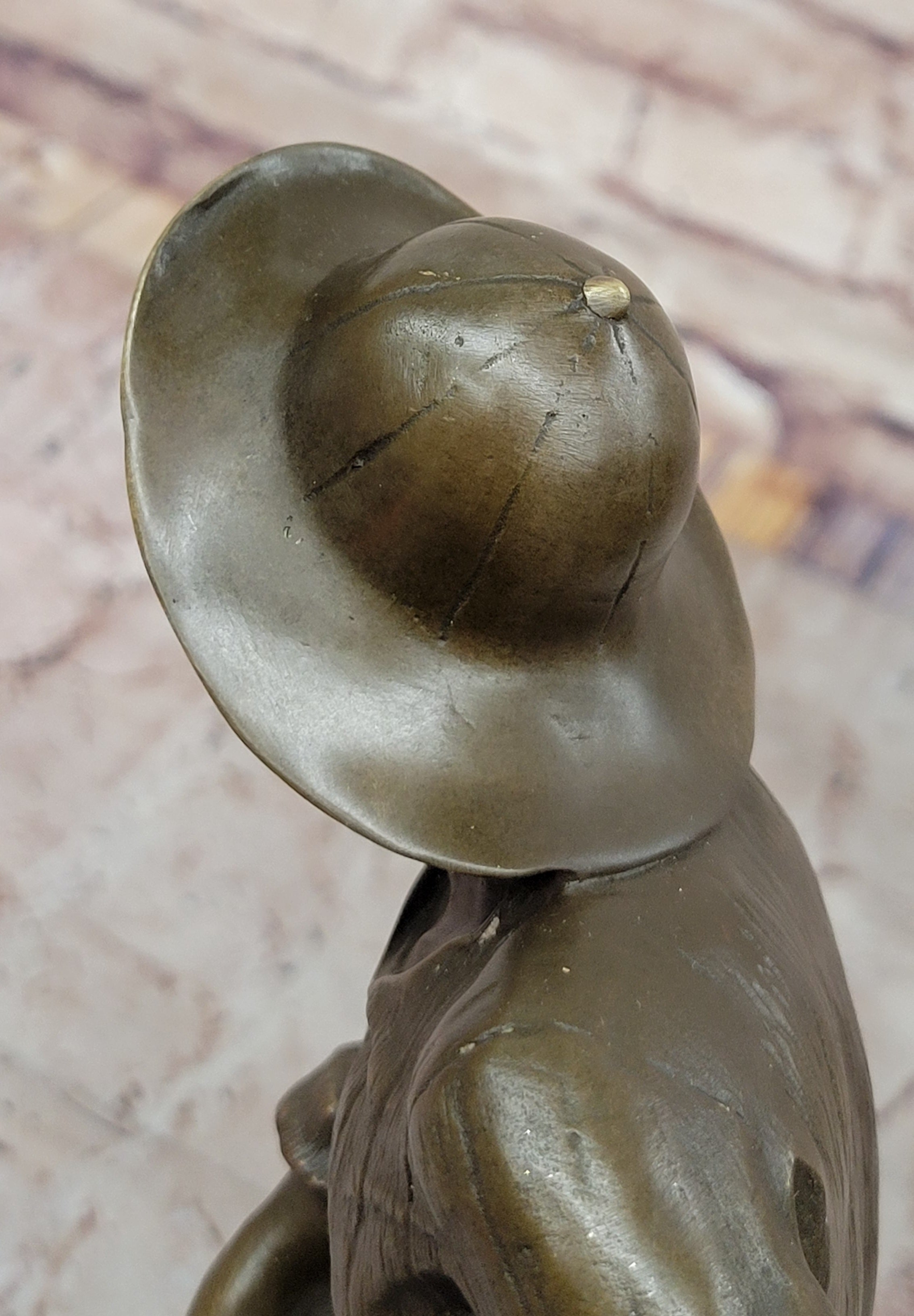 Bronze Fisherman with Net – Nautical Sculpture on Marble