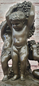 Bronze Sculpture “3 Putti with a Bunch of Grapes” Signed J. Dastee Figurine