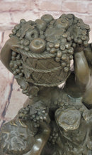 Bronze Sculpture “3 Putti with a Bunch of Grapes” Signed J. Dastee Figurine