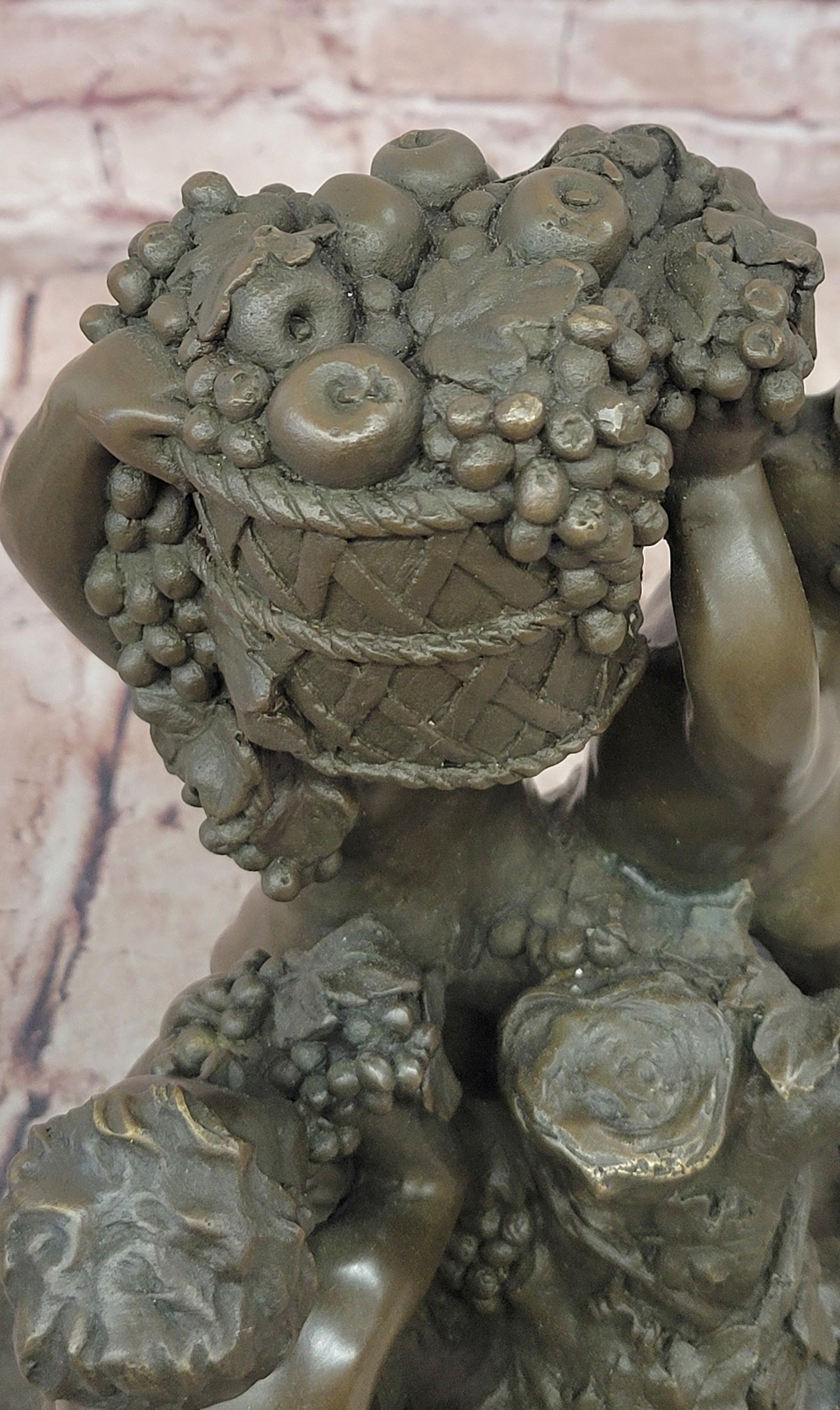 Bronze Sculpture “3 Putti with a Bunch of Grapes” Signed J. Dastee Figurine
