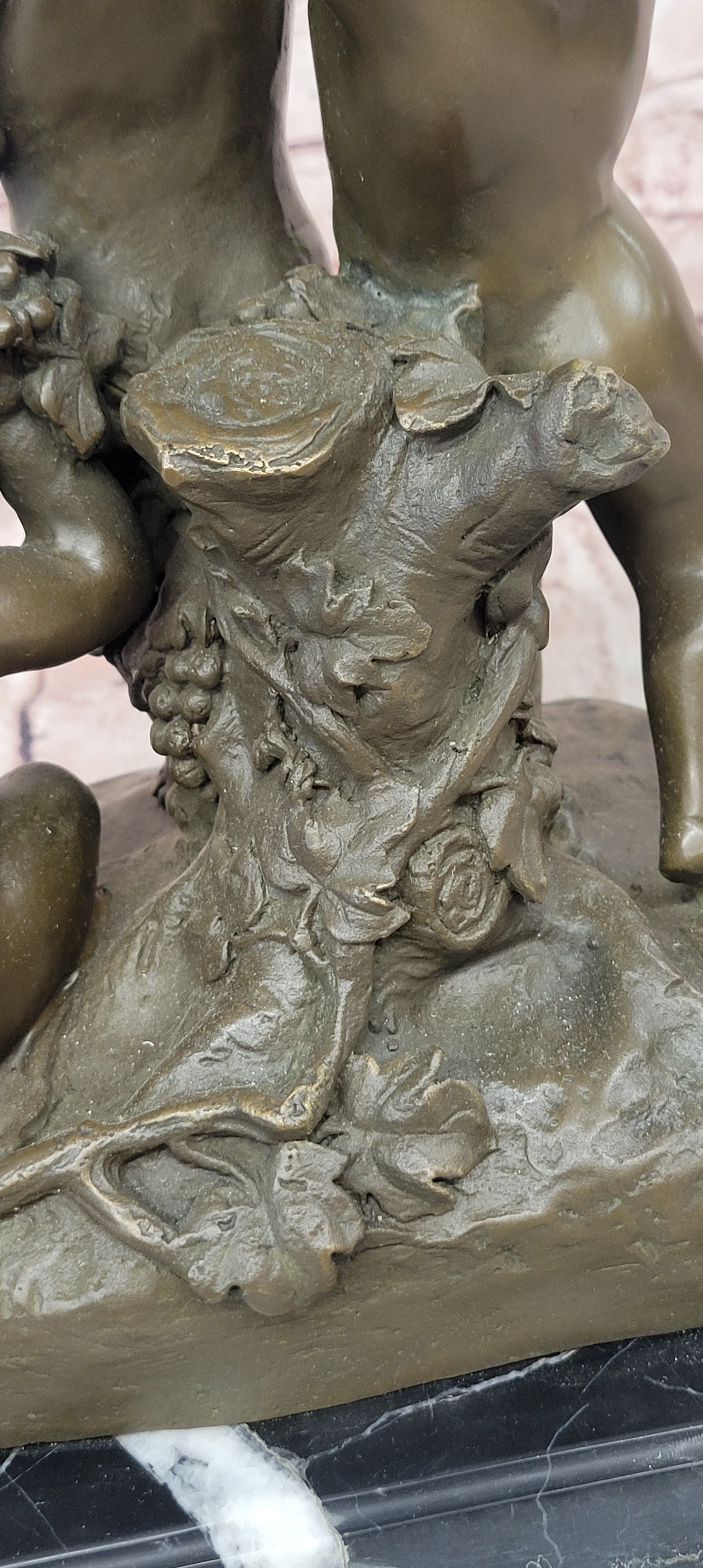 Bronze Sculpture “3 Putti with a Bunch of Grapes” Signed J. Dastee Figurine