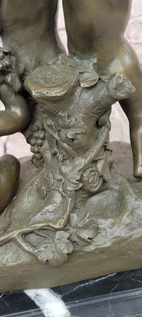 Bronze Sculpture “3 Putti with a Bunch of Grapes” Signed J. Dastee Figurine