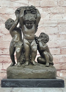Bronze Sculpture “3 Putti with a Bunch of Grapes” Signed J. Dastee Figurine