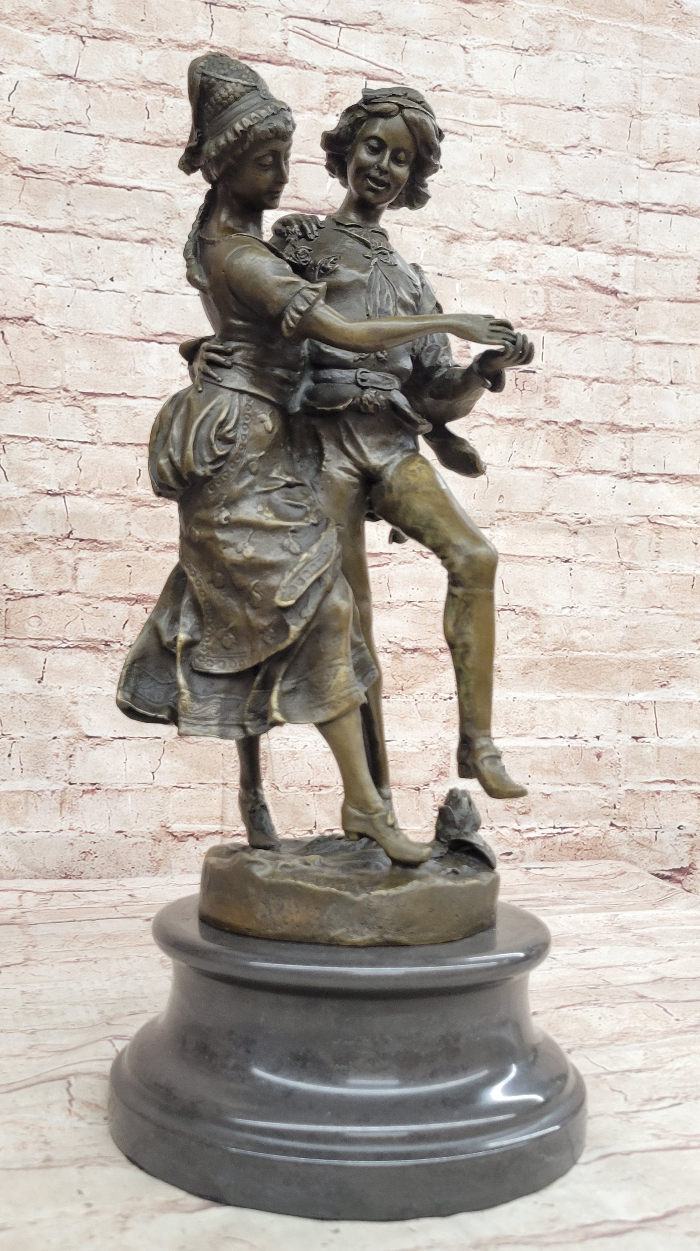 Gaudez Dancing Couple Lovers Bronze Sculpture 18.5" x 8"