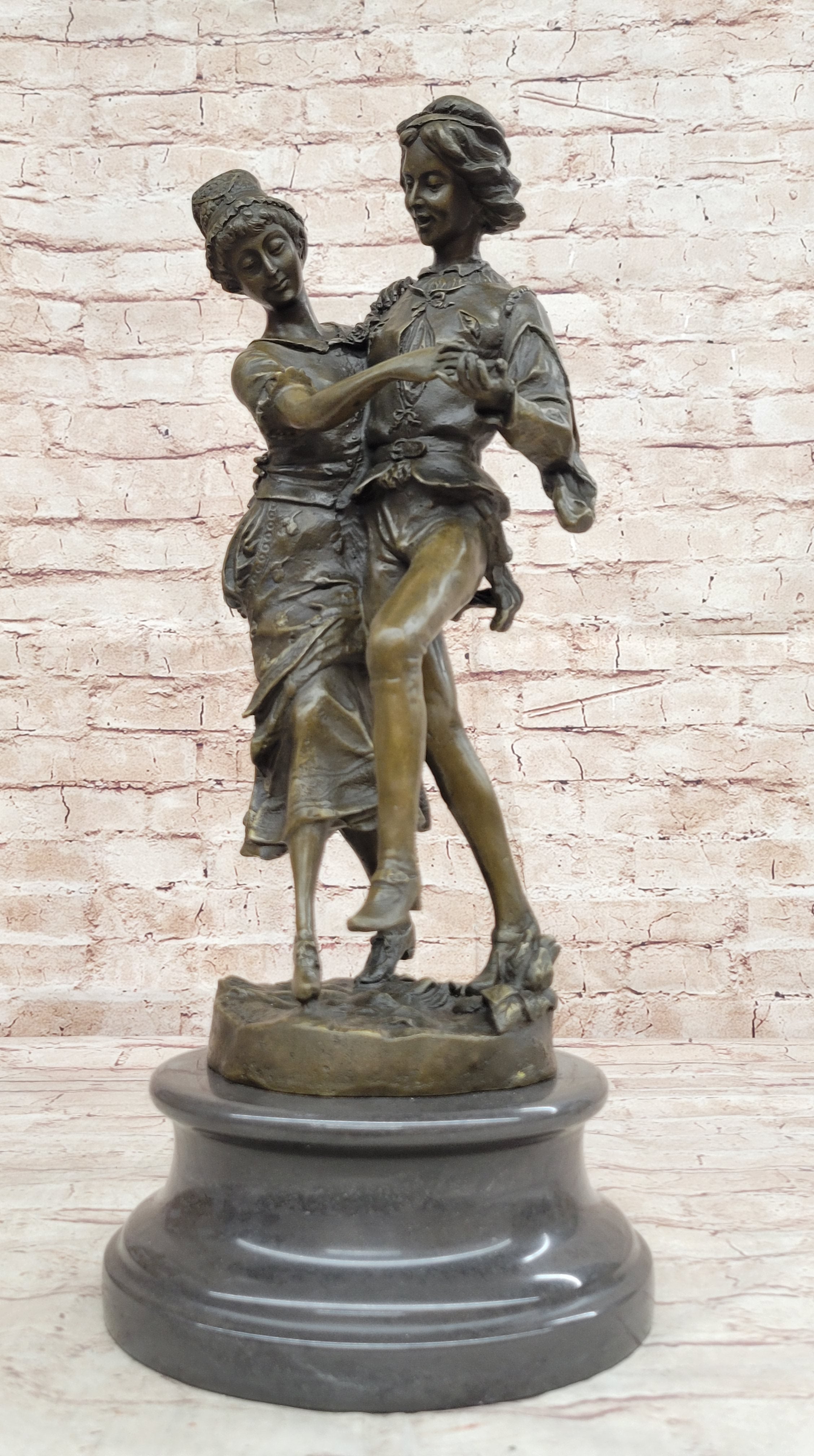 Gaudez Dancing Couple Lovers Bronze Sculpture 18.5" x 8"
