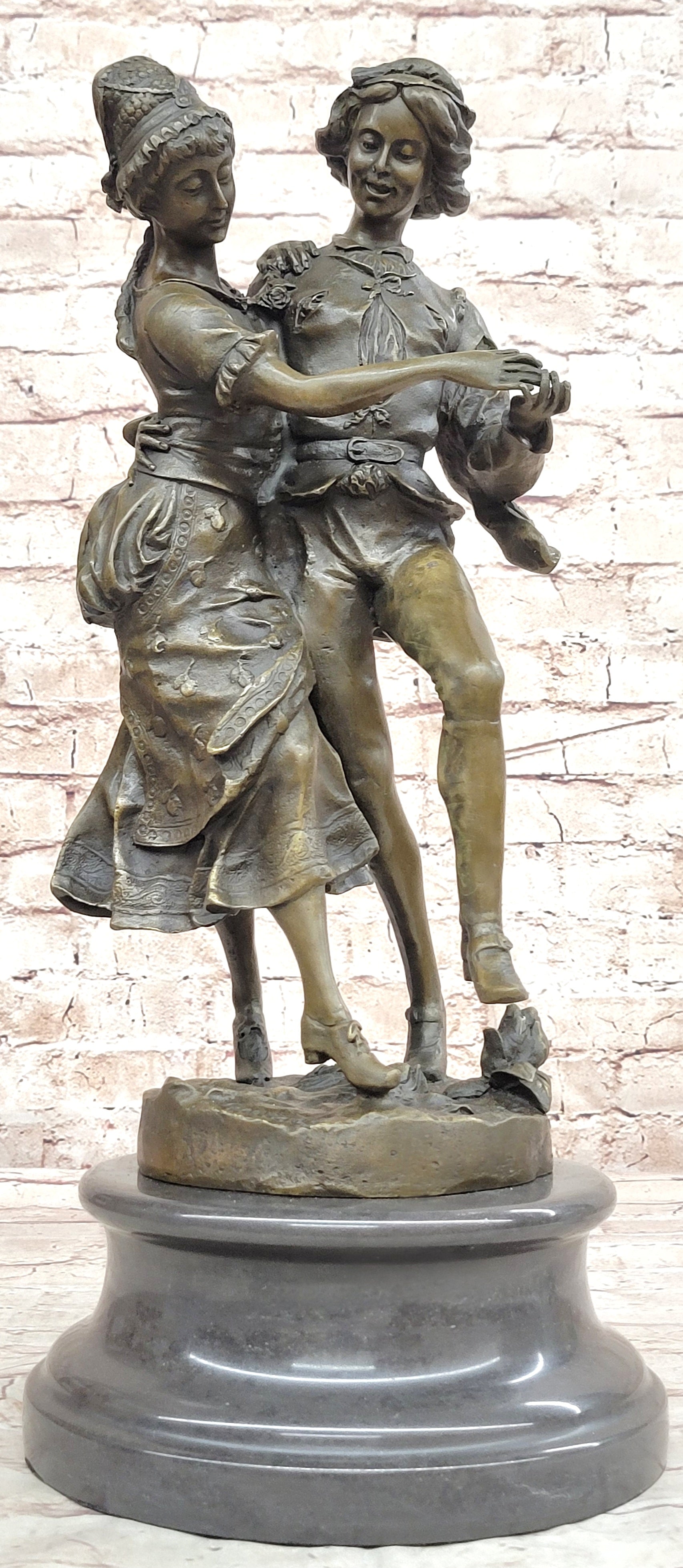 Gaudez Dancing Couple Lovers Bronze Sculpture 18.5" x 8"
