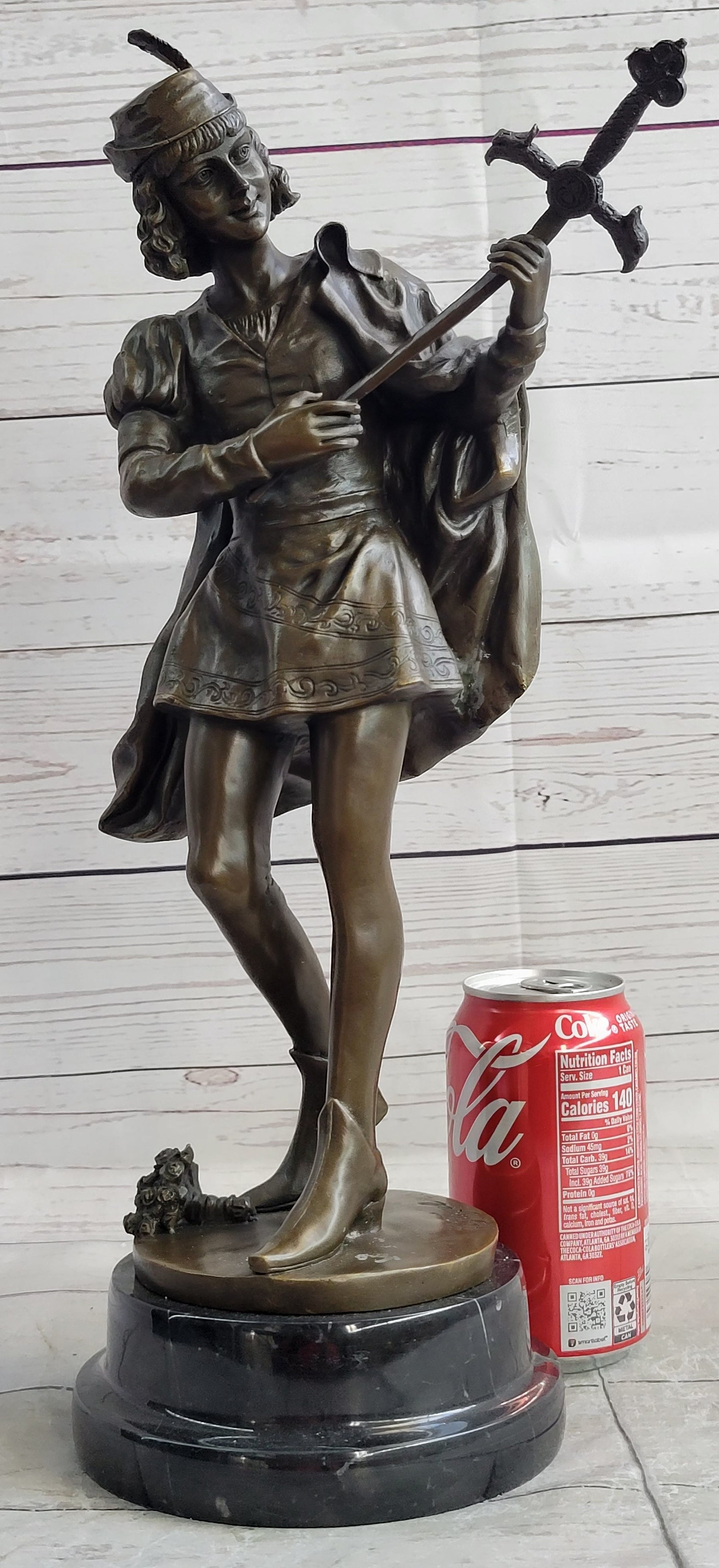 Credo Knight Warrior Bronze Sculpture Art Deco Marble Base by Fagel