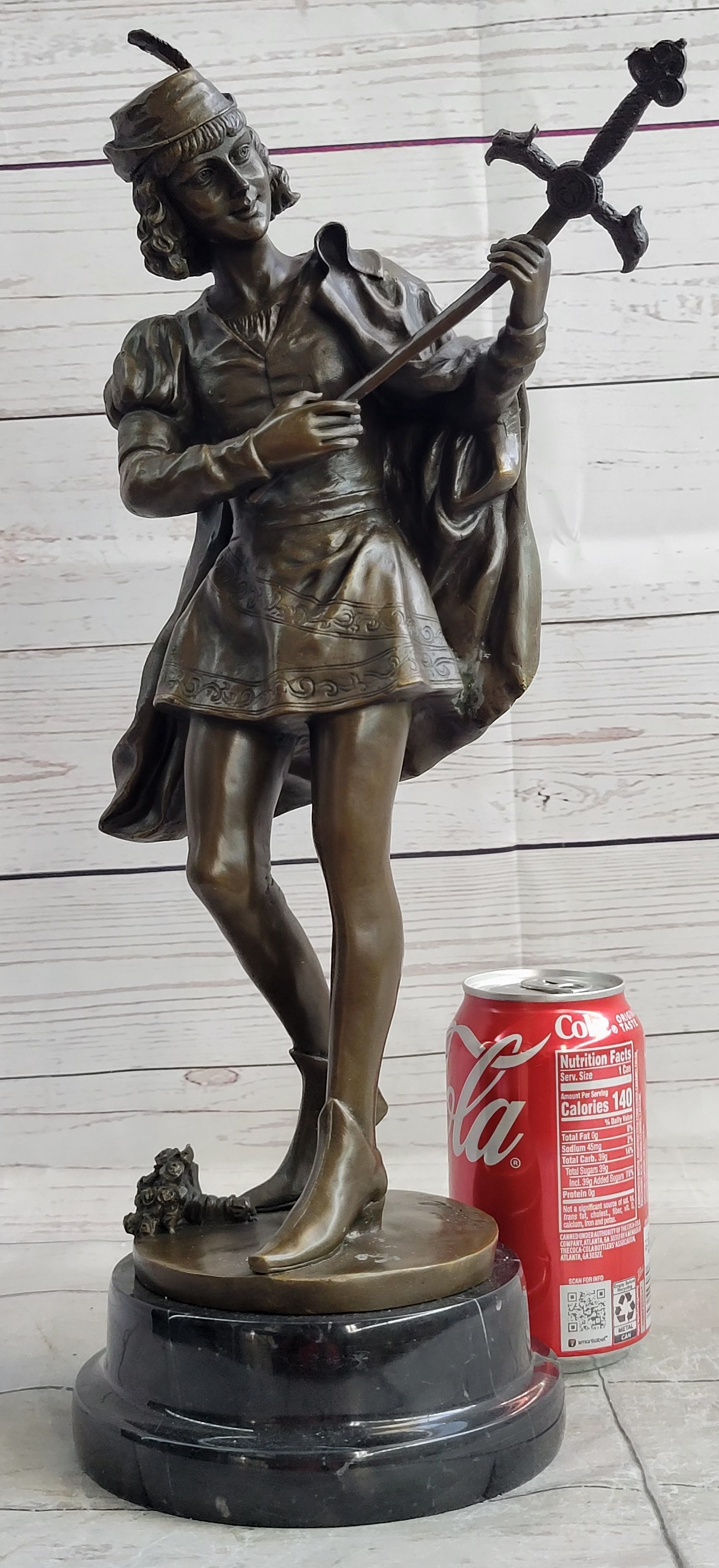 Credo Knight Warrior Bronze Sculpture Art Deco Marble Base by Fagel