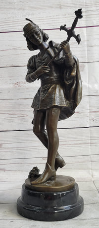 Credo Knight Warrior Bronze Sculpture Art Deco Marble Base by Fagel