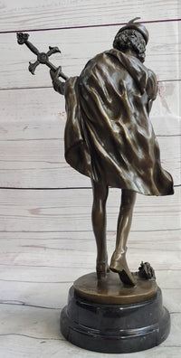 Credo Knight Warrior Bronze Sculpture Art Deco Marble Base by Fagel