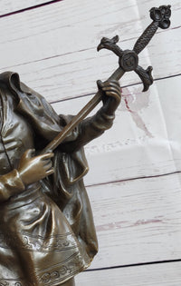 Credo Knight Warrior Bronze Sculpture Art Deco Marble Base by Fagel