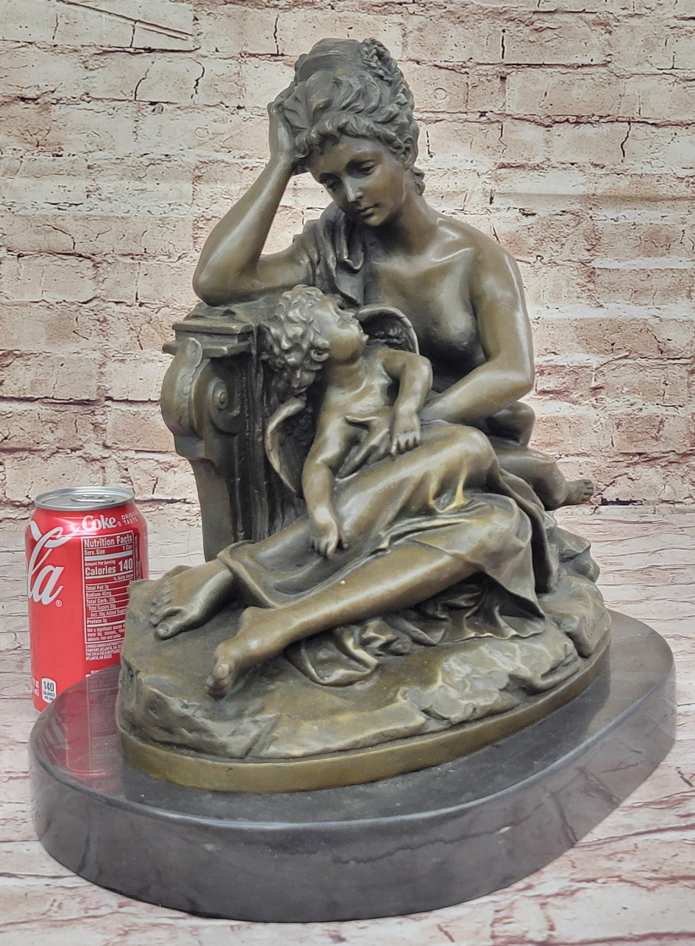 Mother and Child by Carrier Belleuse Hot Cast Bronze on Marble