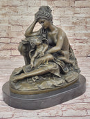Mother and Child by Carrier Belleuse Hot Cast Bronze on Marble