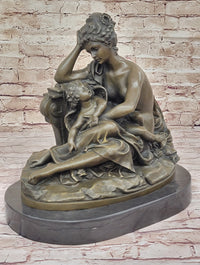 Mother and Child by Carrier Belleuse Hot Cast Bronze on Marble