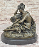 Mother and Child by Carrier Belleuse Hot Cast Bronze on Marble