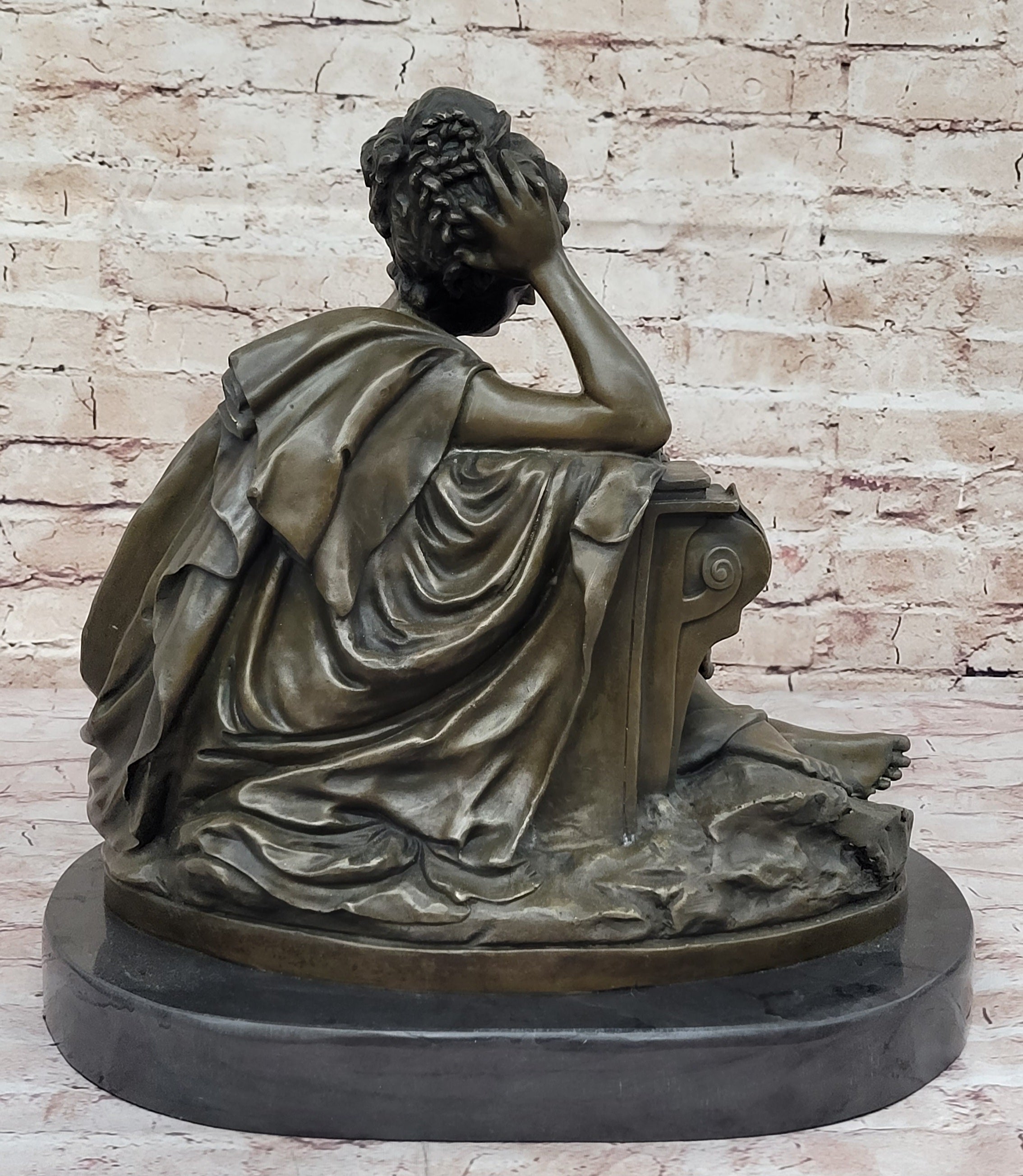 Mother and Child by Carrier Belleuse Hot Cast Bronze on Marble