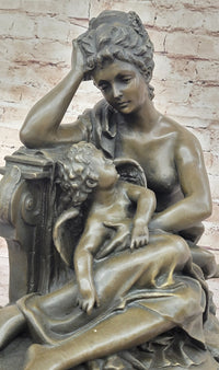 Mother and Child by Carrier Belleuse Hot Cast Bronze on Marble