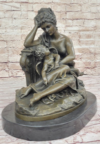 Mother and Child by Carrier Belleuse Hot Cast Bronze on Marble