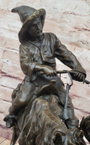 Bronze Sculpture 'Breaking in a Wild Horse', Signed E. Nahcepe