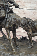 Bronze Sculpture 'Breaking in a Wild Horse', Signed E. Nahcepe