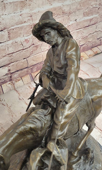 Bronze Sculpture 'Breaking in a Wild Horse', Signed E. Nahcepe