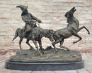 Bronze Sculpture 'Breaking in a Wild Horse', Signed E. Nahcepe