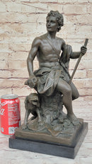 Muscular Male Shepherd & Dog - Bronze by Barbedienne