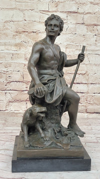 Muscular Male Shepherd & Dog - Bronze by Barbedienne