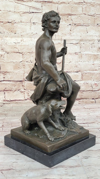 Muscular Male Shepherd & Dog - Bronze by Barbedienne