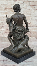 Muscular Male Shepherd & Dog - Bronze by Barbedienne