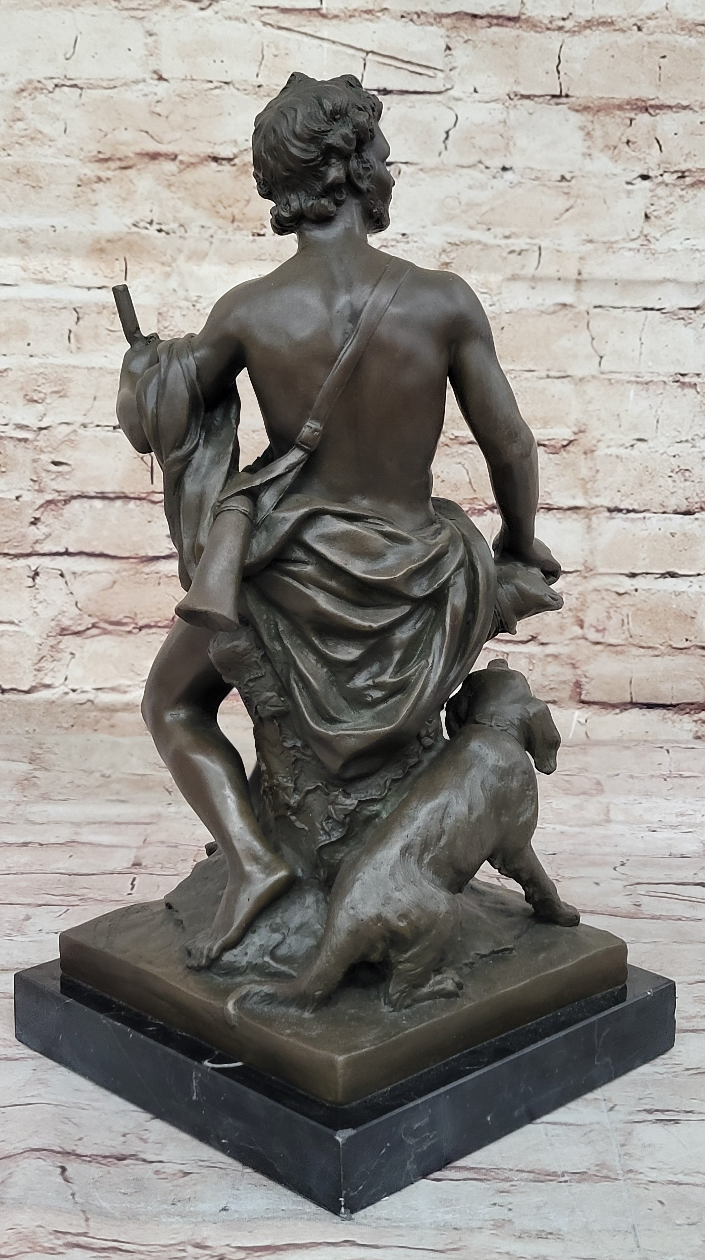 Muscular Male Shepherd & Dog - Bronze by Barbedienne
