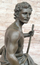 Muscular Male Shepherd & Dog - Bronze by Barbedienne