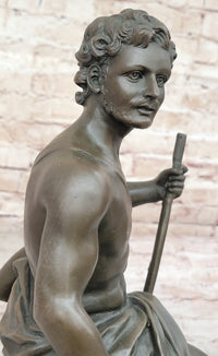 Muscular Male Shepherd & Dog - Bronze by Barbedienne